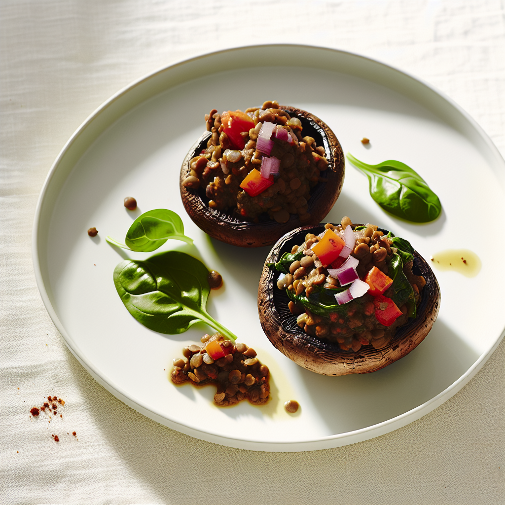 Hearty Lentil & Veggie Stuffed Portobello Caps