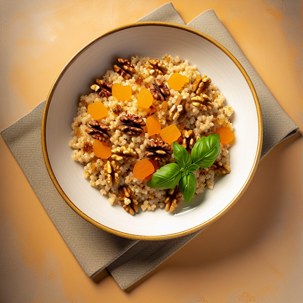 Greek Apricot & Walnut Bulgur Breakfast Pilaf