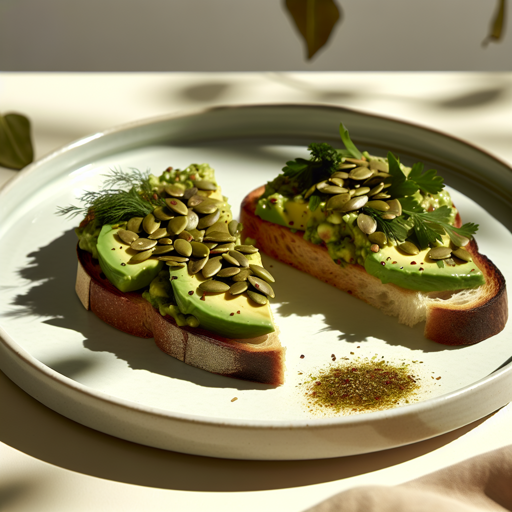 Turkish Herbed Avocado Toast with Pumpkin Seeds