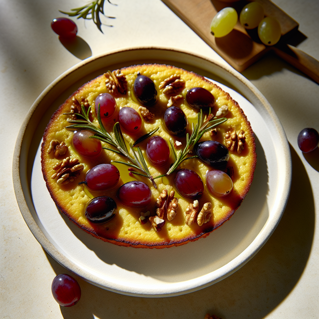 Rustic Grape & Olive Oil Polenta Tart