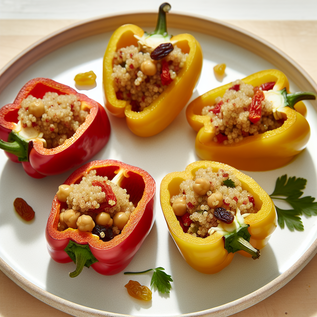 Moroccan Chickpea & Quinoa Stuffed Peppers