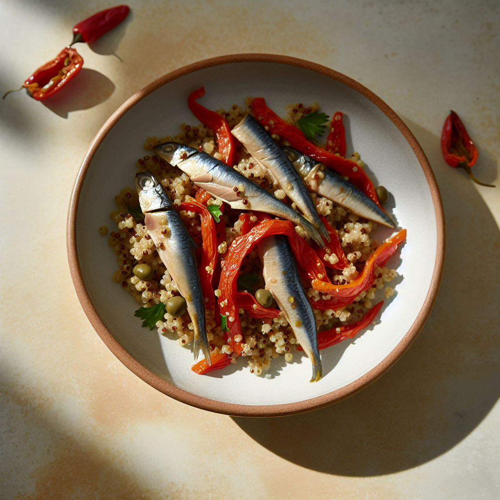 Roasted Red Pepper & Sardine Quinoa Salad