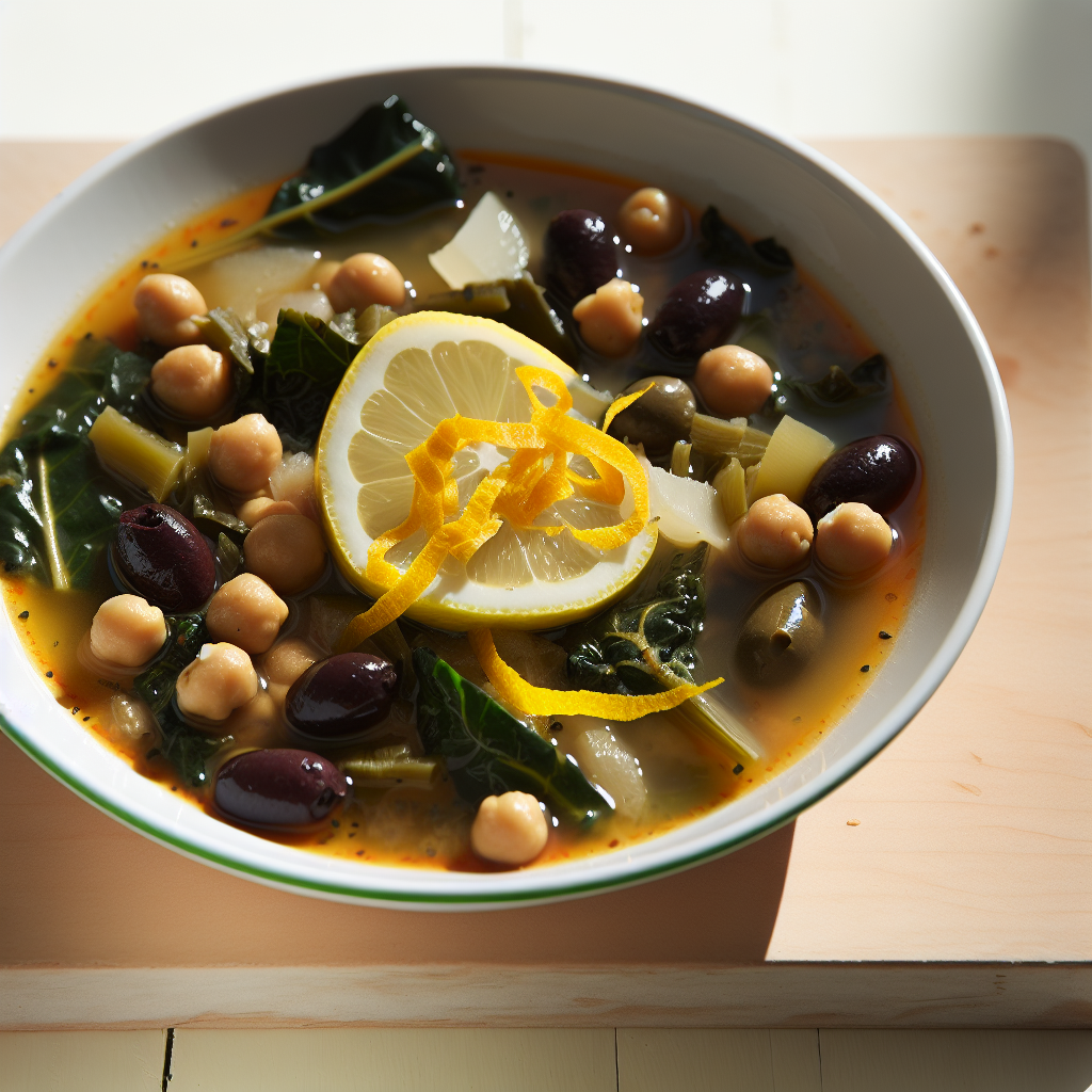 Lemony Chickpea & Olive Stew with Swiss Chard