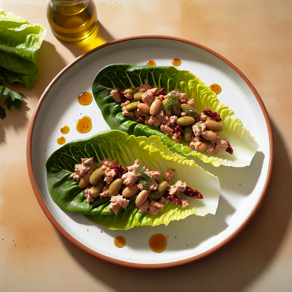 Mediterranean Tuna & Cannellini Bean Lettuce Boats
