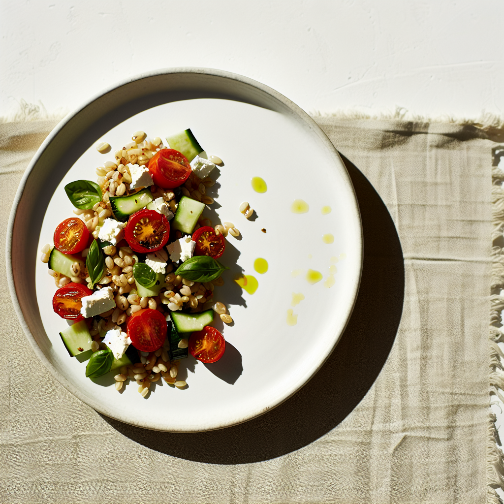 Warm Barley Salad with Roasted Tomatoes & Feta