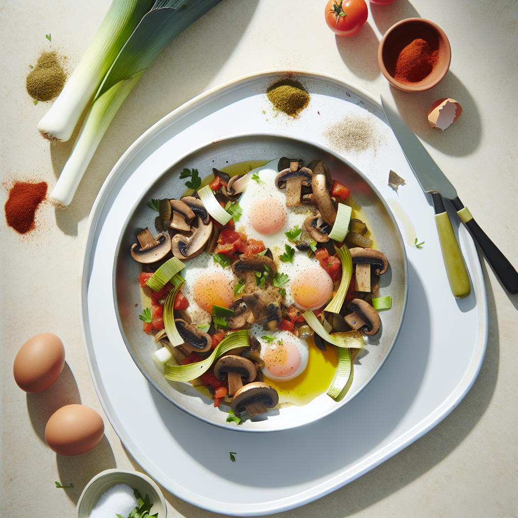 Mushroom & Leek Shakshuka with Soft Eggs