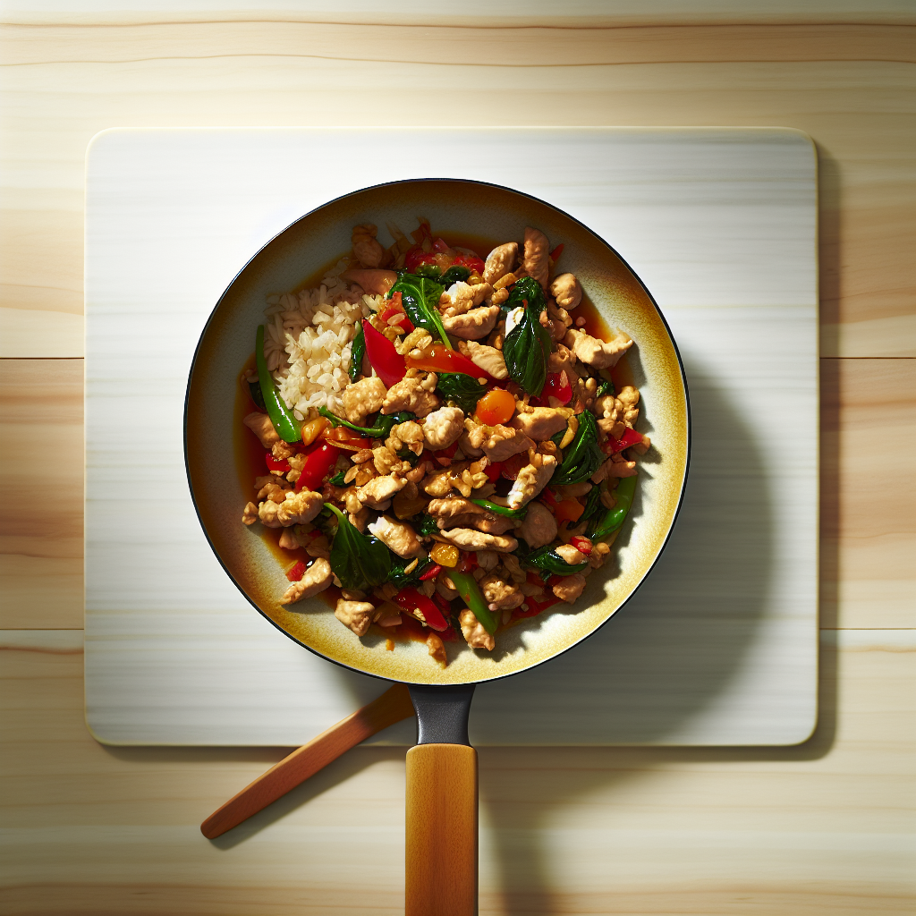 Sizzling Thai Basil Chicken Stir-Fry Rice Skillet