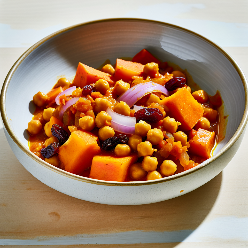 Moroccan Spiced Chickpea & Sweet Potato Tagine