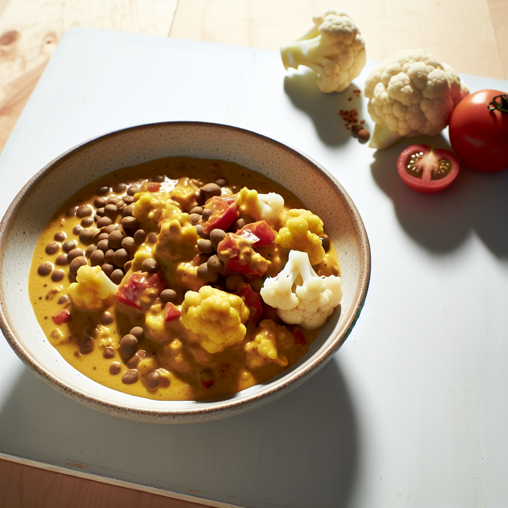 Curried Coconut Lentil & Cauliflower Stew