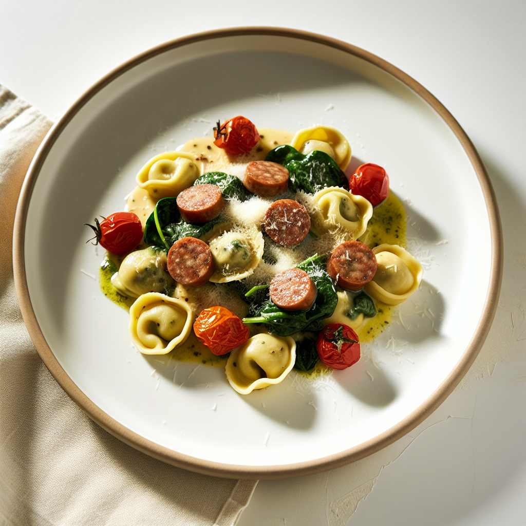 Creamy Tuscan Sausage & Spinach Tortellini