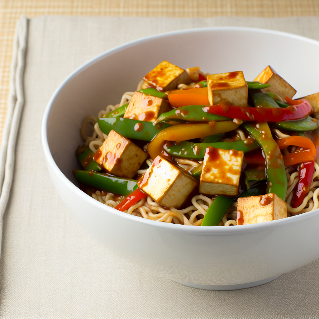 Spicy Peanut Tofu & Veggie Noodle Bowl