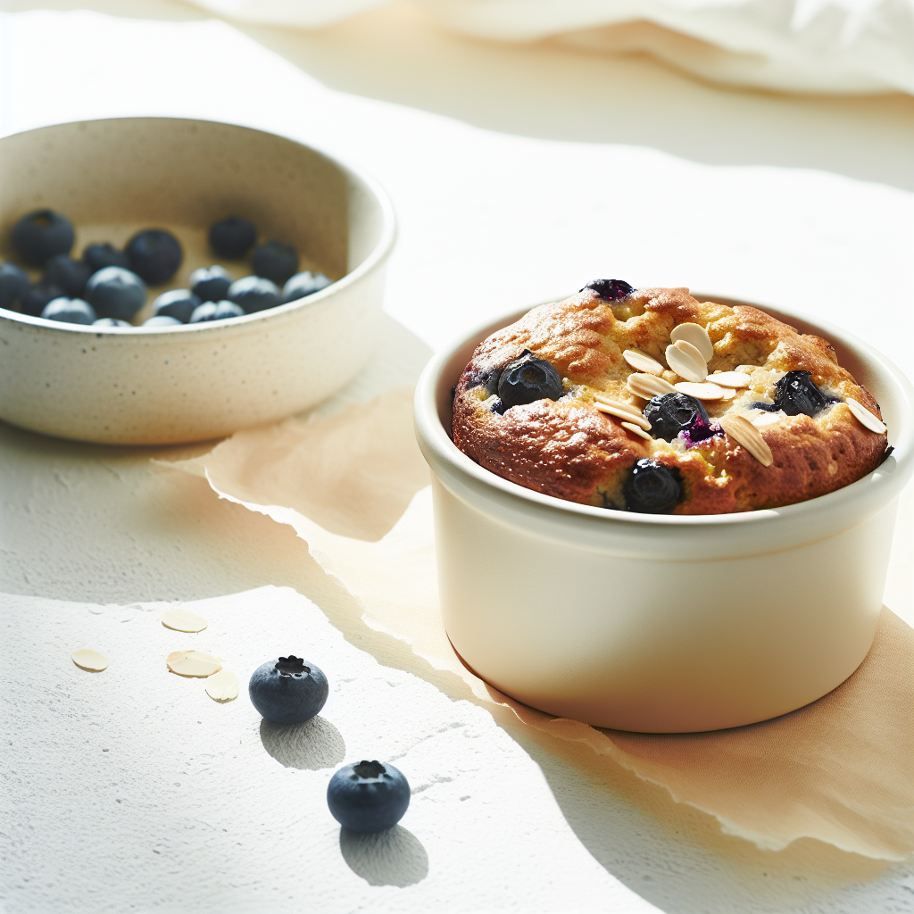 Microwave Almond-Oat Mug Cake with Blueberries