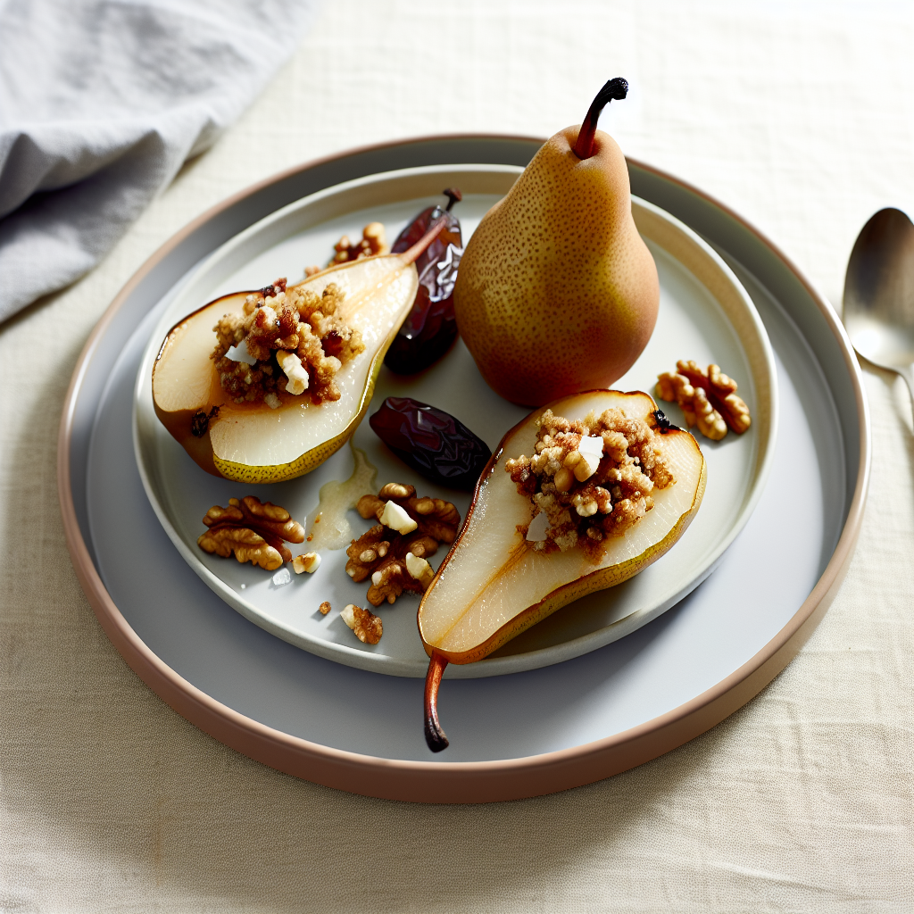 Roasted Pears with Walnut-Date Crumble