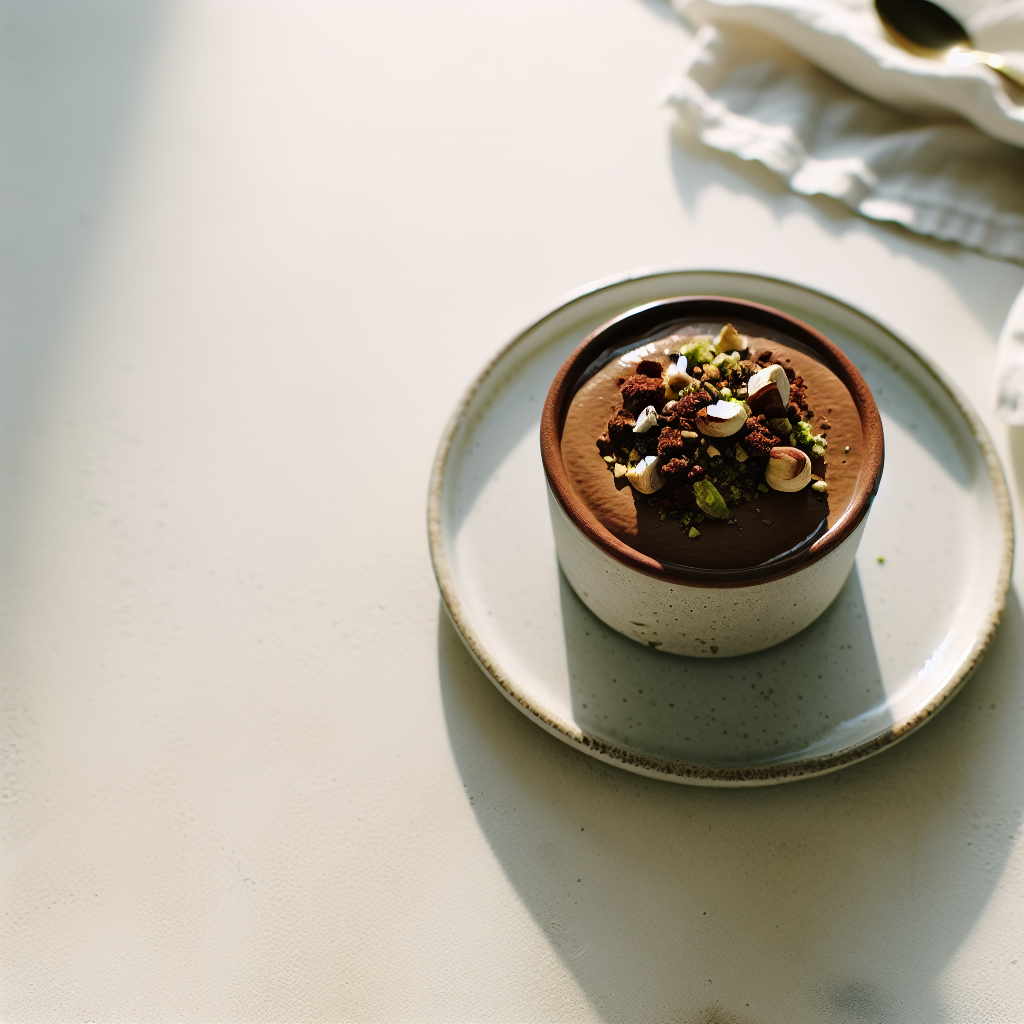 Choco-Avocado Mousse Pots with Espresso Hazelnut Crunch