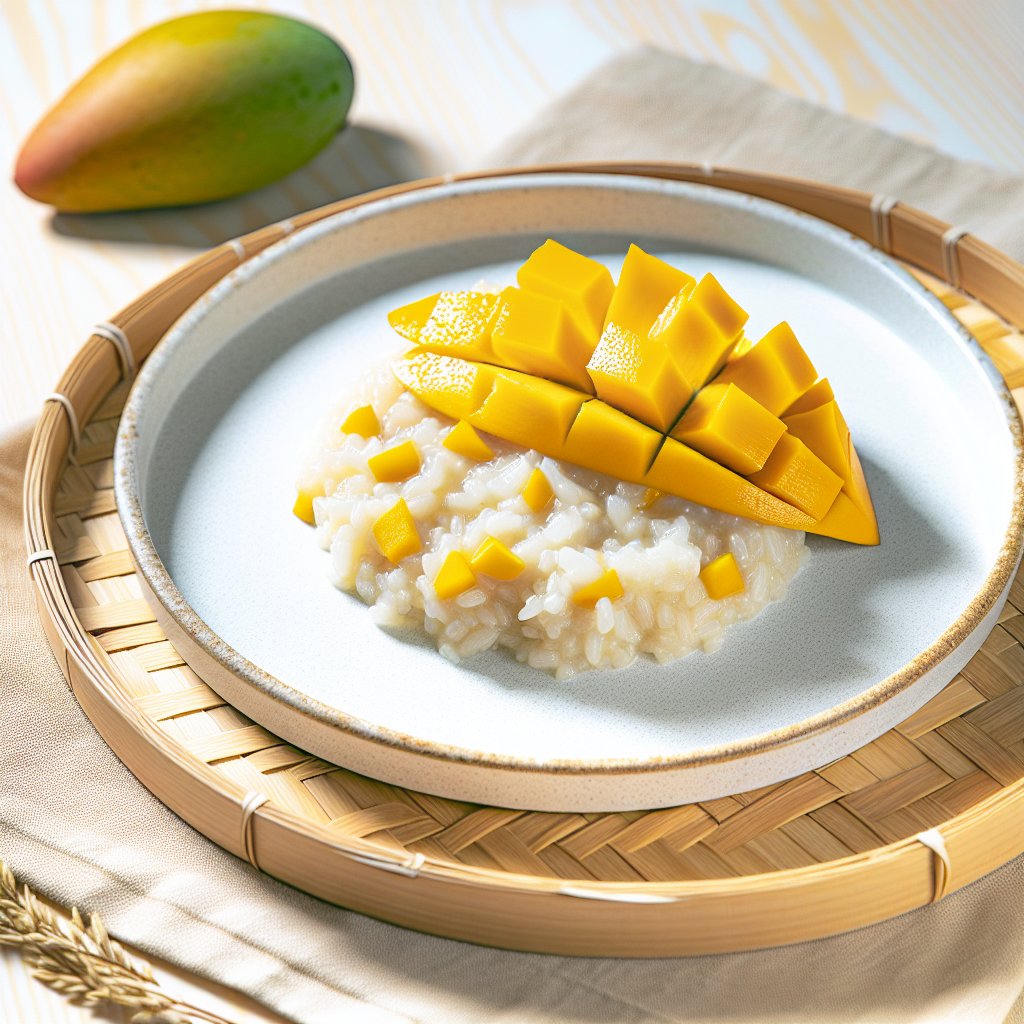 Steamed Coconut Mango Sticky Rice Pudding