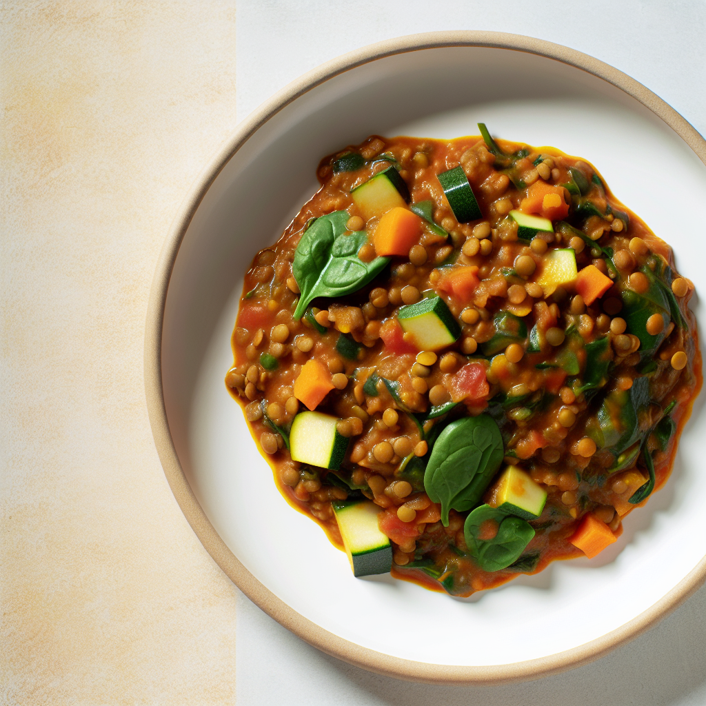 Hearty Red Lentil Vegetable Curry with Spinach