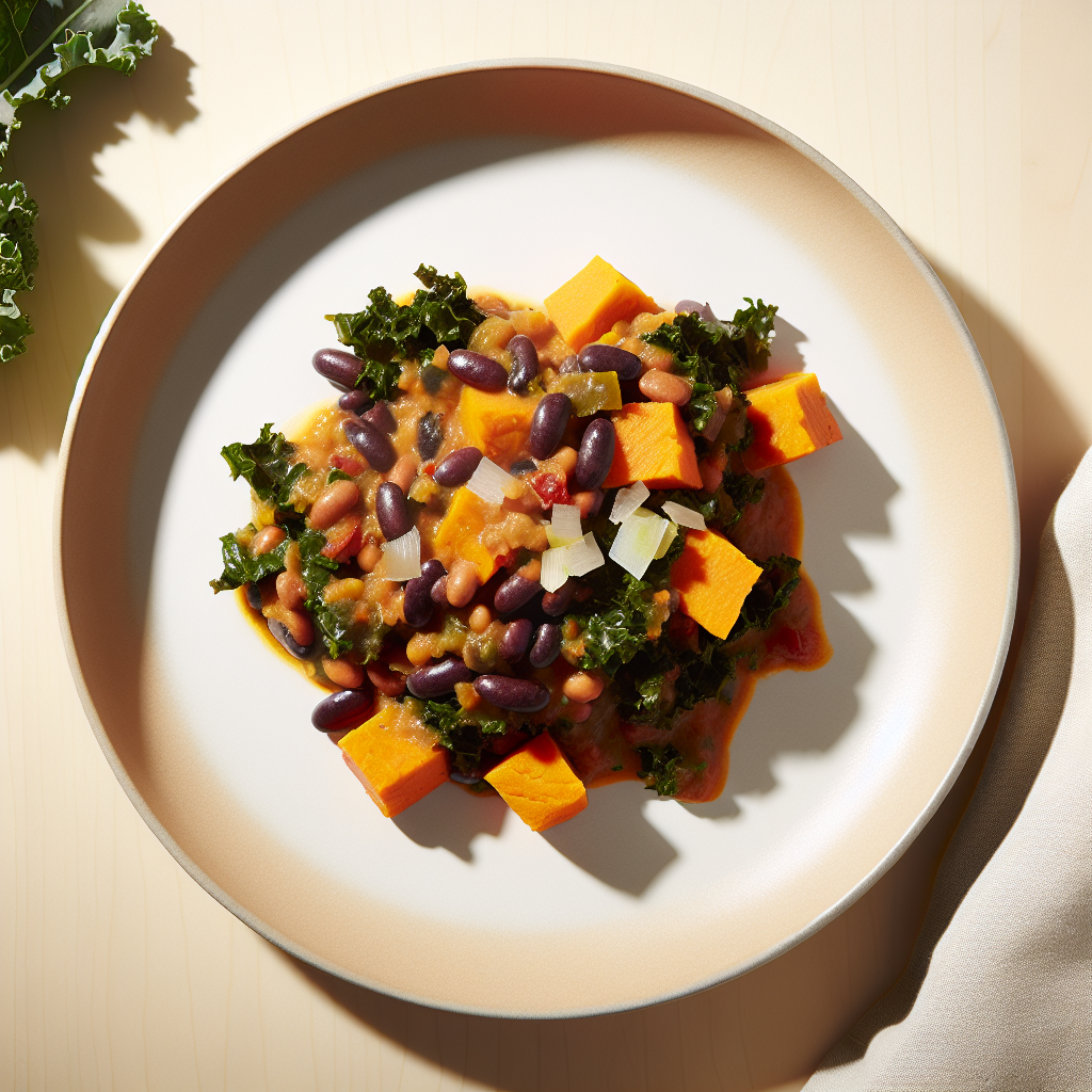 Hearty Sweet Potato, Kale & Black Bean Chili