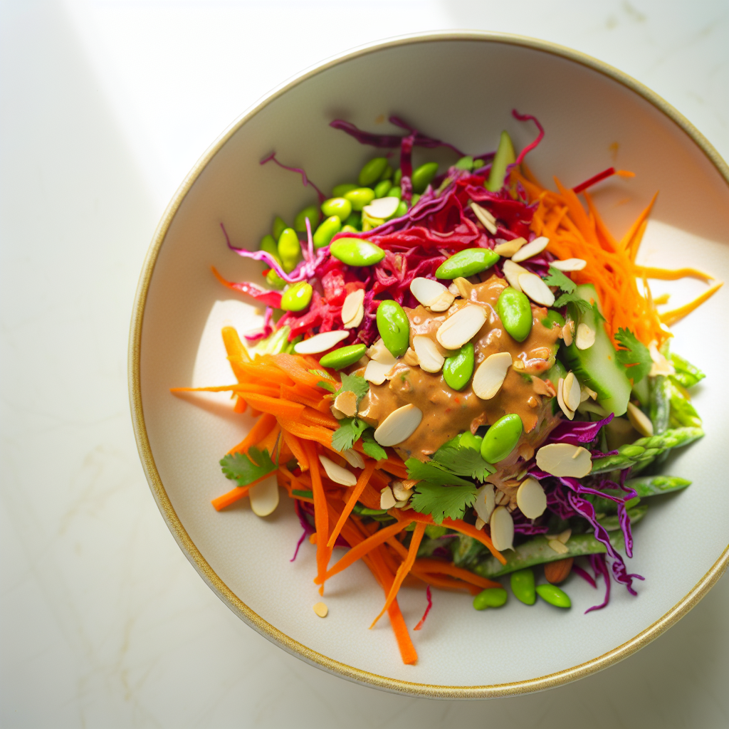 Crunchy Thai Rainbow Salad with Peanut-Free Almond Sauce