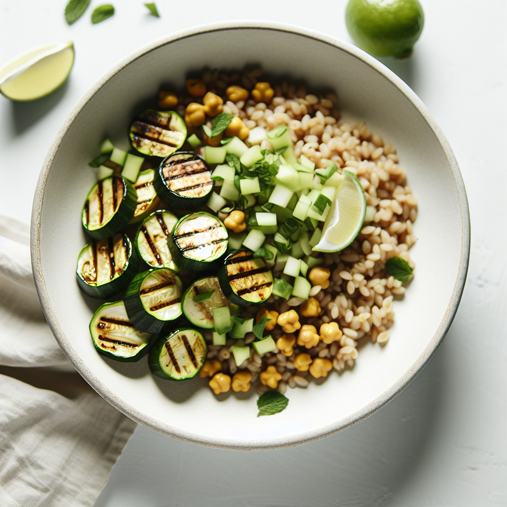 Ginger-Lime Grilled Zucchini & Chickpea Farro Bowl