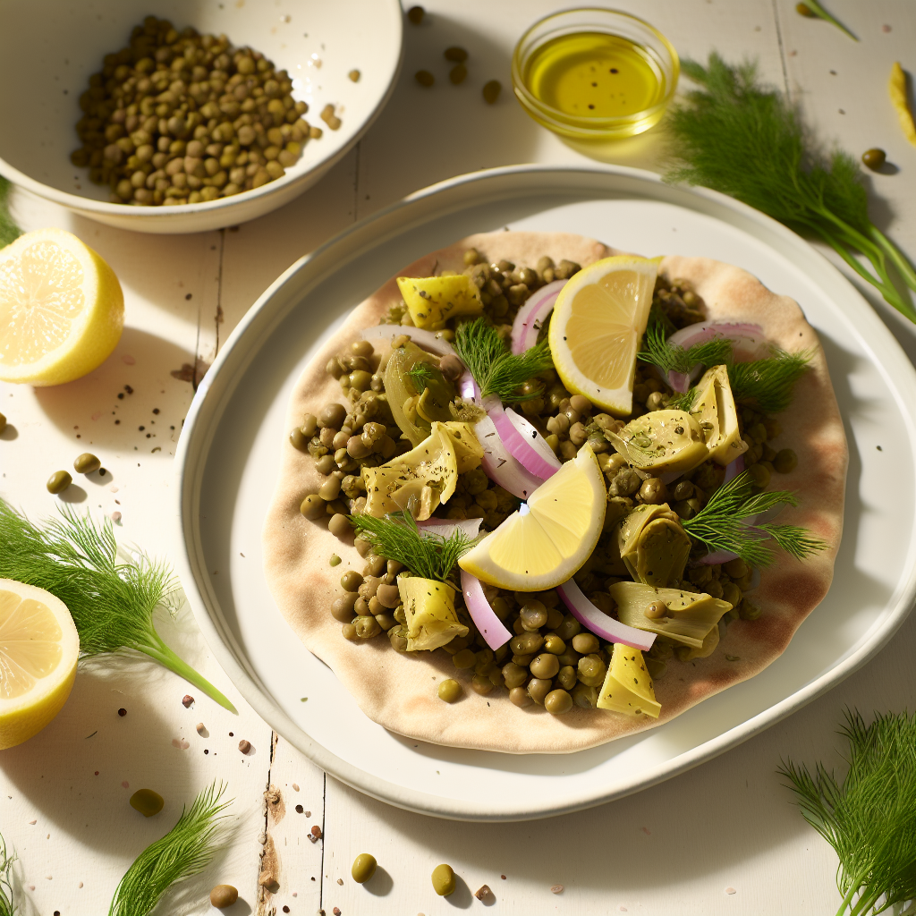 Lemon-Dill Lentil & Artichoke Salad Pitas
