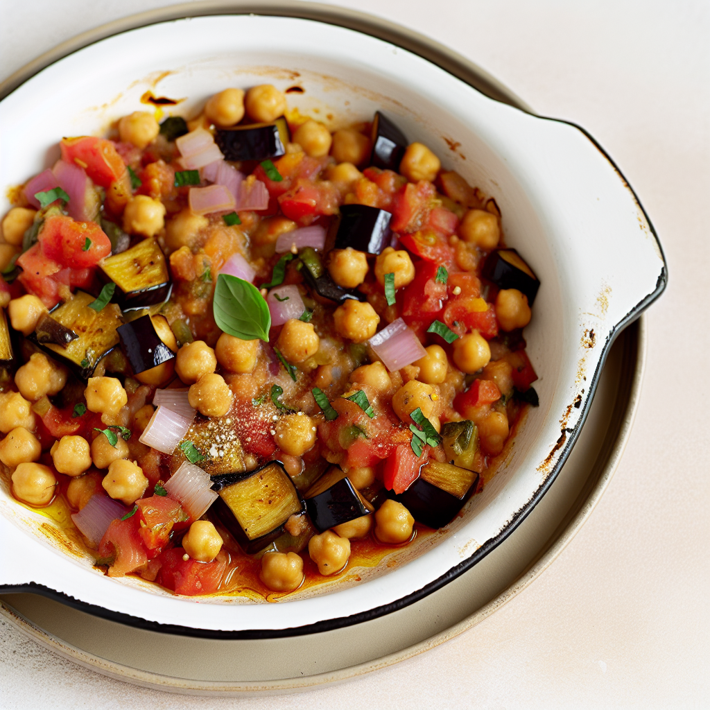 Warm Mediterranean Eggplant & Chickpea Skillet