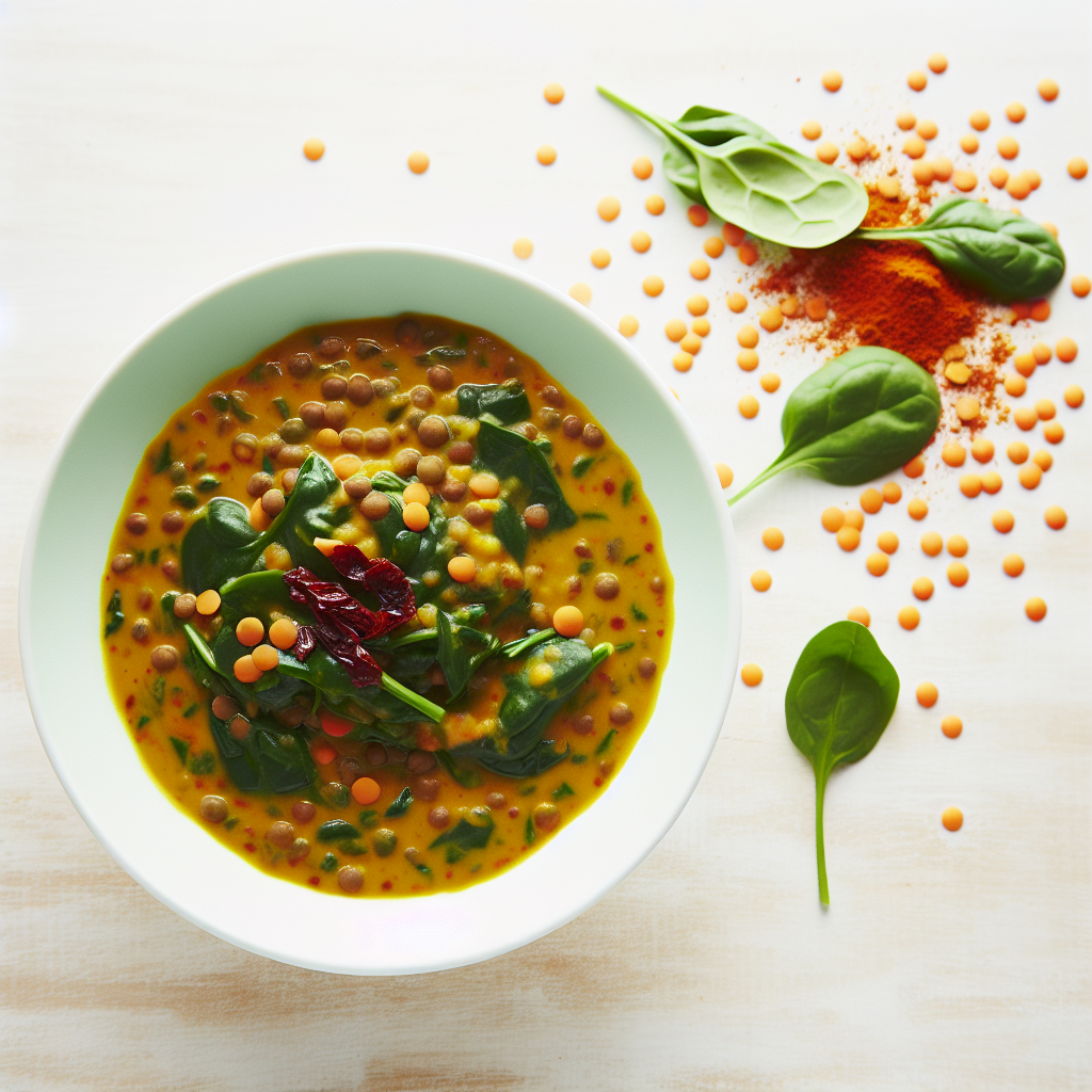 Curried Red Lentil & Spinach Stew with Coconut